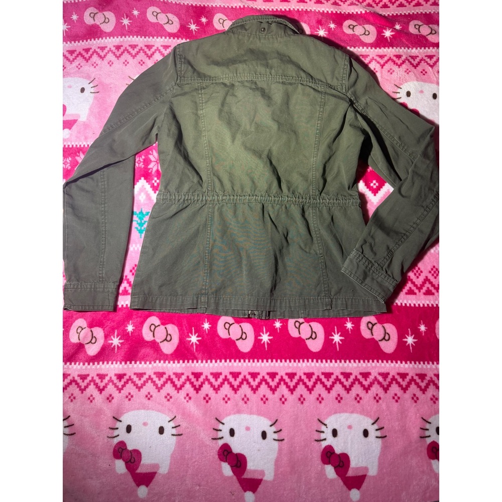 Chocolate USA Women Olive Green Utility Military Field Jacket Drawstring Waist S - Picture 6 of 8